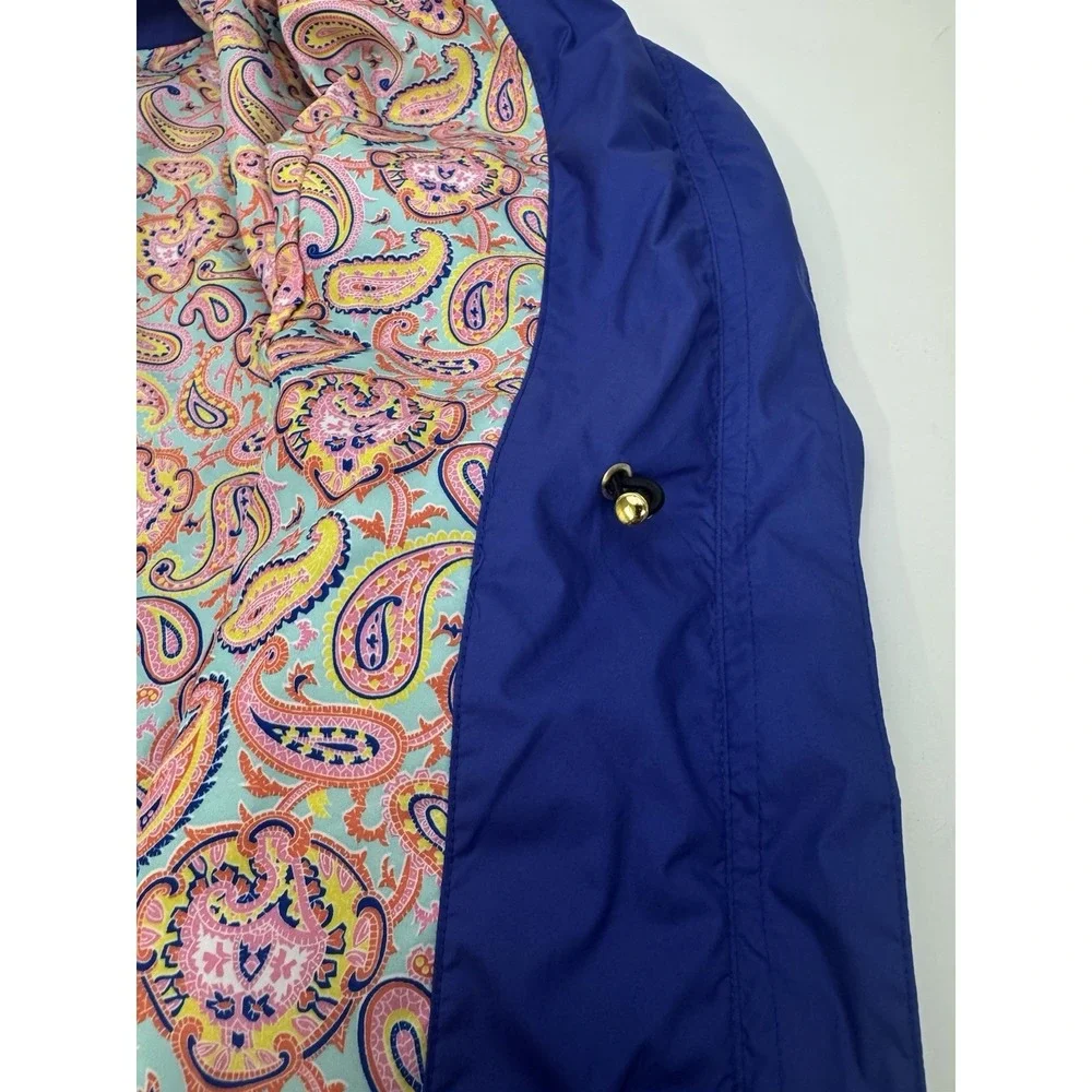 Peter Millar Women's Full Zip Lightweight Jacket Blue With Paisley Lining MEDIUM